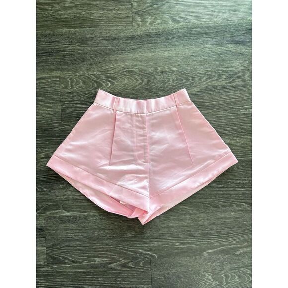 NWT Miscreants x Revolve Pink Satin Shorts Size UK 8 US 4 - Picture 1 of 8